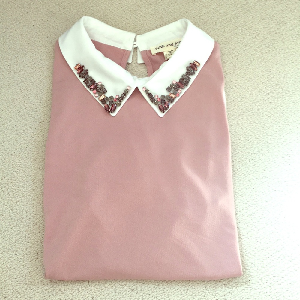 Jeweled Rose top with collar